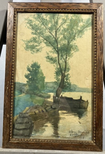 Paysage Post-impressionniste Gironde ? signé dédicacé daté 1918 Bordeaux