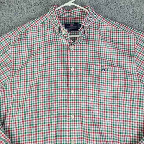 VINEYARD VINES Classic Fit Tucker Hemd Herren LARGE grün rot kariert langarm - Bild 2 von 20