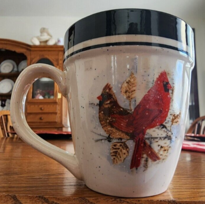 Cardinal Mug(s) 16 oz. Folkcraft Scotty Z Genuine Stoneware White Red Blue  Black | eBay