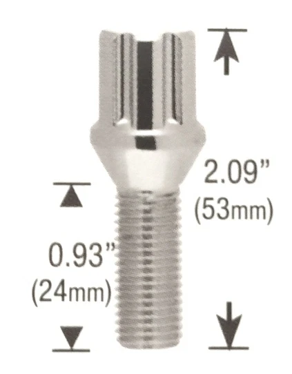 (20) 14x1.5 SPLINE PERNO DE TUERCA CROMO CERRADURAS DE RUEDA VÁSTAGO 24MM LA MAYORÍA MERCEDES AUDI VW Foto 2 de 2