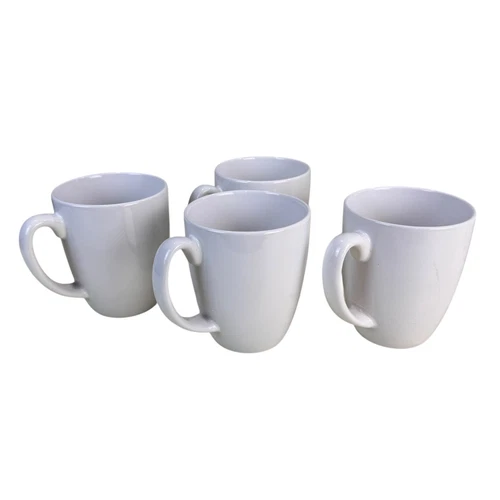 Set of 4 Corelle Stoneware White Coffee Tea Mugs Cups