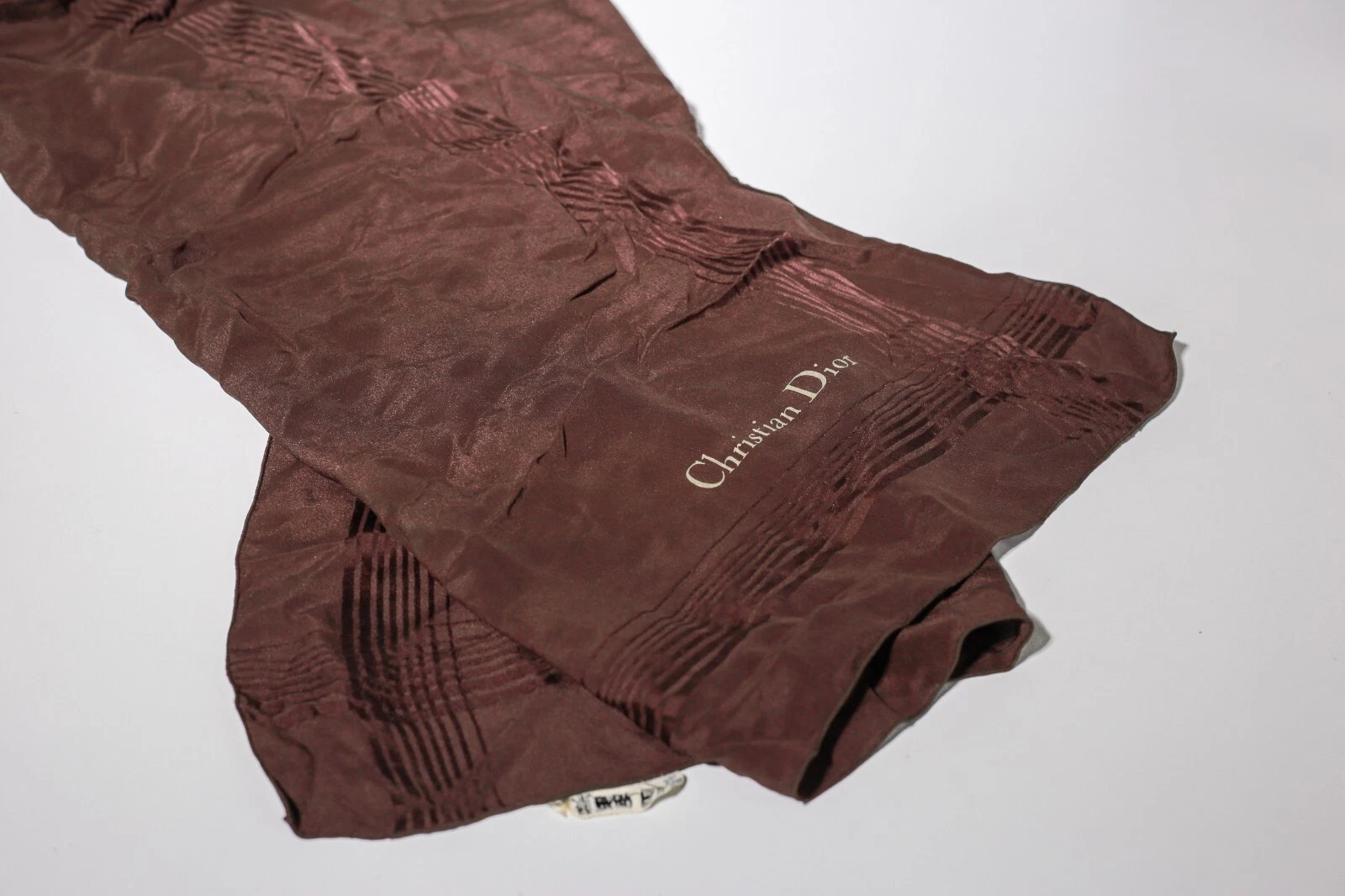 Foulards marron soie Christian Dior écharpe rectangle 160 cm x 55 cm automne hiver