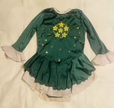 Green Beaded Flower Child s Dance Figure Skating Leotard