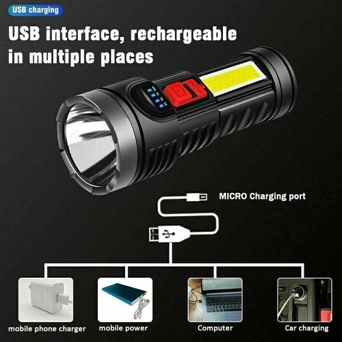 400000LM LED Super Bright Torch High Powered Camping USB Rechargeable Flashlight - Picture 6 of 11