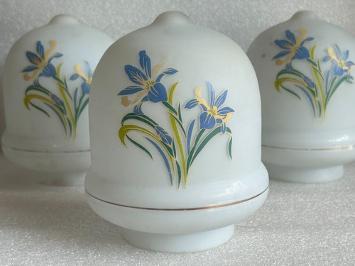 Vintage Main Peinture Verre Lanterne Lamp Bougeoir / Cheminée Nuance, 3 Pièce - Photo 4 sur 16
