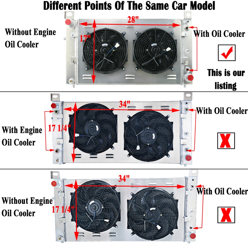 28" 3 Row Radiator&Shroud Fan For 99-13 Chevrolet Silverado 1500 2500 GMC Sierra — 第 4/4 张图片