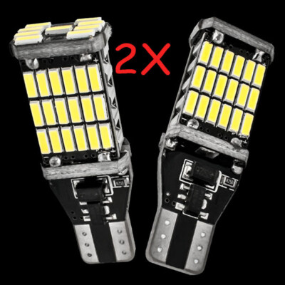 10x T15 4014 Error Free LED Reverse Light Bulbs - 6000K Bright White, 12V, W16W Wedge - Upgrade Your Car's Backup Lights