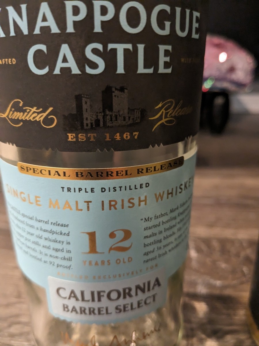 Knappogue Castle 12 Year Old California Barrel Select Single Malt Irish Whiskey