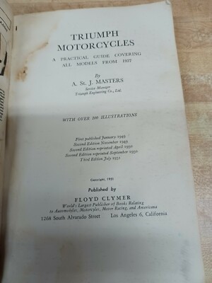 1951 Triumph Motorcycle Owners Handbook | eBay