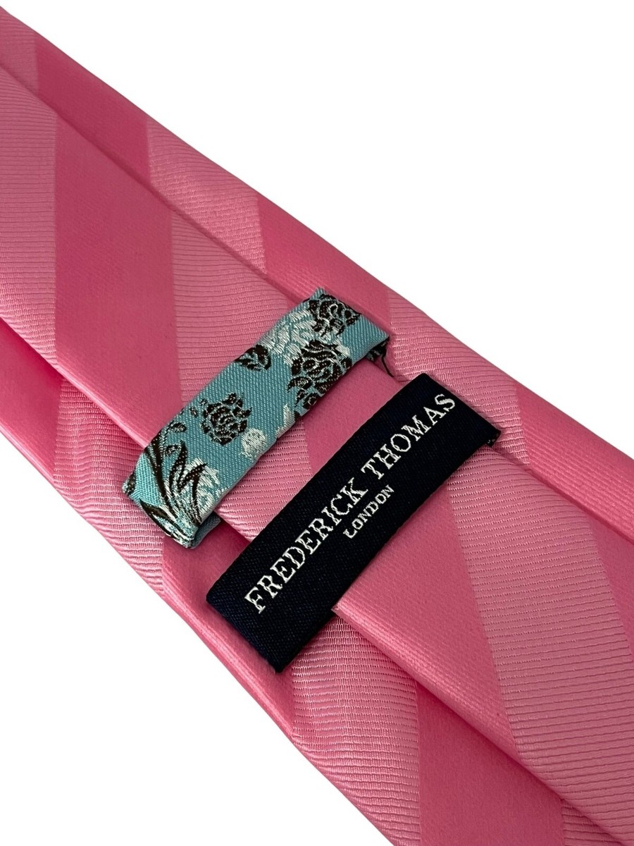 Cravate Homme Designer Frederick Thomas - Bébé Rose Carreaux Laine/coton (neuf Avec étiquettes)