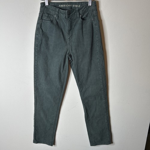 American Eagle Stretch SZ XS Girls Youth Pants Corduroy Mom Jeans Mid Rise Green