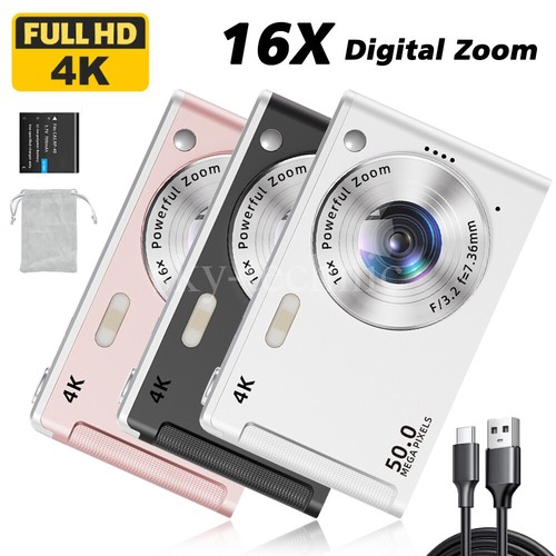 Digital Camera, Autofocus UHD Video Blog Camera, 2.8" Large Screen 50MP 16x Zoom