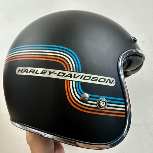 Harley-Davidson Black Retro Tank Stripe B01 3/4 Helmet 98177-17VX XS (53-54cm) - Picture 11 of 19