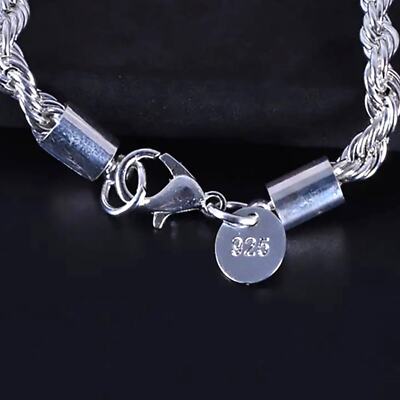 925 Sterling Silver Plated Diamond Cut Bracelet Valentines  display picture 1
