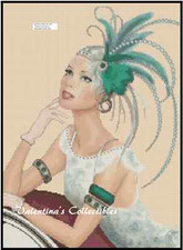 Art Deco Lady in White Dress Counted Cross Stitch Chart No.1-105