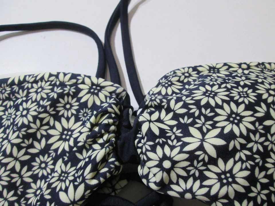 Adidas Mujer Talla S Bikini Top Negro Bandeau Forrado Halter Floral Ropa de Playa Foto 3 de 4