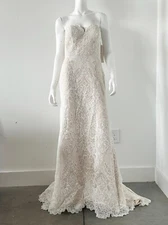Ti Adora Wedding Gown Dress  Strapless Lace Ivory Size 8