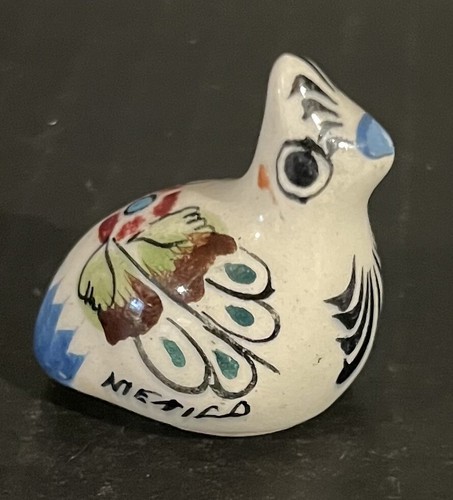Lot 5 Mini Tonala Mexican Pottery Figurines Hand Painted Mushroom, Birds Snail - Picture 12 of 19
