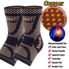 Copper Ankle Support Brace Stabilizer Compression Sleeve Foot Socks Pain Relief