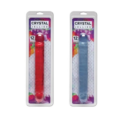 Doc Johnson Crystal Jellies Jr. Double Dong - Pink / Clear