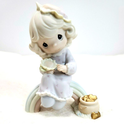 Precious Moments Figurine Dreams Really Do Come True Rainbow Gold Hearts 1994