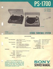 Sony PS 1700 Service Manual turntable record player Original Factory Repair Book