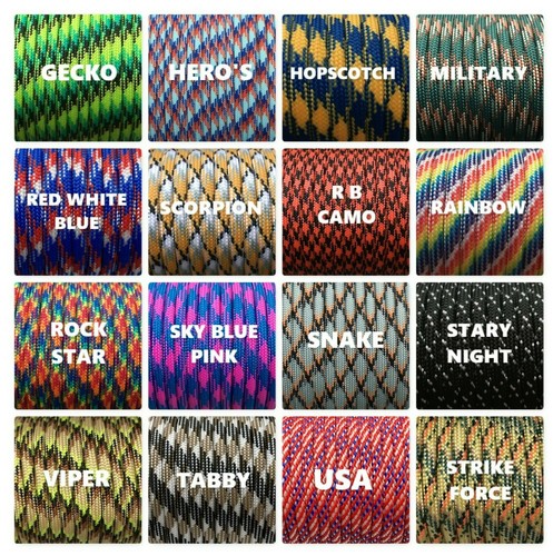 4 mm Paracord 550 Mil Spec 7 fili lunghe 25 piedi cordino sopravvivenza boscaglia - Foto 6 di 93
