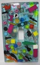 LEGO filled Resin Single Light Plate - Blue w/ Random Pieces 2 - 1 Piece 