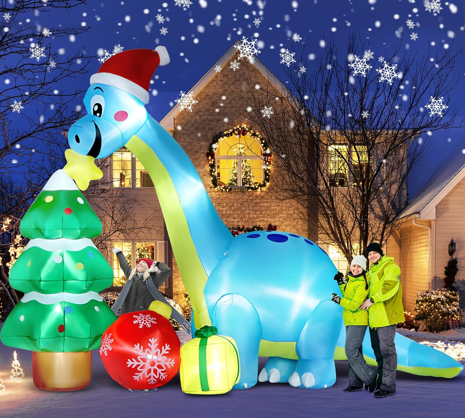 13.6FT Christmas Inflatables Dinosaur 2025 NEW LED Outdoor Decoration