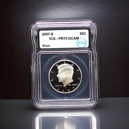 2007-S Kennedy Half Dollar • Silver Proof ICG PR70 DCAM • Perfect Coin