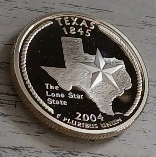 2004-S 90% Silver Deep Cameo Proof State Washington Quarter - Texas