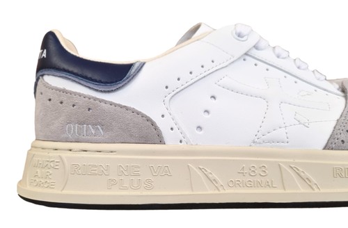 PREMIATA men's shoes sneaker fabric suede leather QUINN 7323 white-blue - Picture 7 of 7