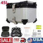 45L Aluminum Trunk Motorcycle Top Case Universal Luggage Storage Tail Box Silver