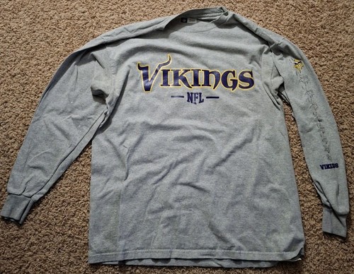 Minnesota Vikings Shirt Large Gray Long Sleeve Shirt NFL Team Apparel Football - Picture 1 of 8