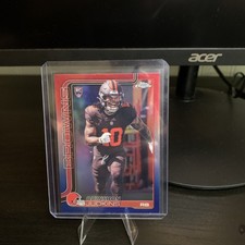 2025 Topps Chrome Football Quinshon Judkins Red White Blue Refractor RC Browns