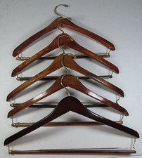 50 Mahogany Luxury Solid Wood Hangers for Clothes Metal Bottom USA made heavy