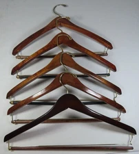 50 Mahogany Luxury Solid Wood Hangers for Clothes Metal Bottom USA made heavy