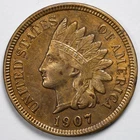 1907 Indian Head Penny Cent Extremely Fine+ (XF+) (Cleaned)