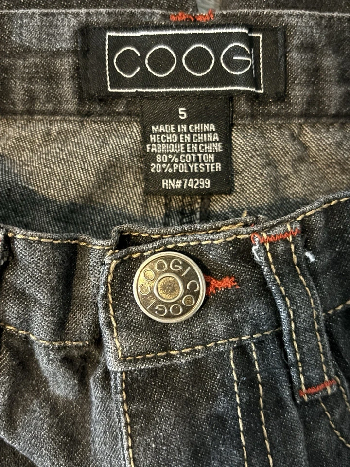 Pantalones de mezclilla negros Coogi Australia para niños y niñas con logotipo bordado y copos de nieve Foto 4 de 4