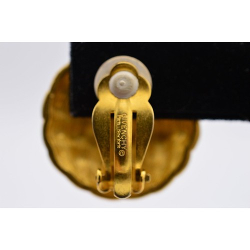 Givenchy Vintage Clip On Earrings Brushed Gold Matte Quilted Chunky Signed BinH - Picture 11 of 12