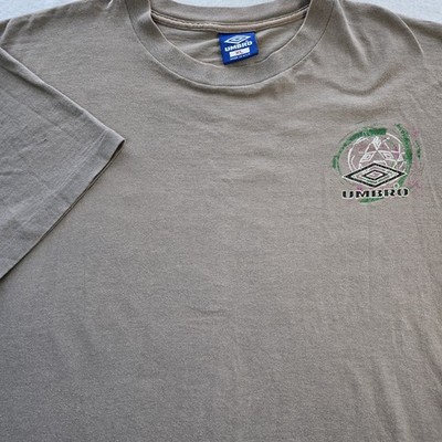 Vtg 90s UMBRO Global Psychedelic Soccer Art T-Shirt XL Made in USA Double Stitch