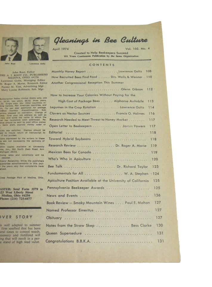 Honey Bee Culture Magazine 1974 Beekeeping Increase Colony Clover Nectar Sources - Image 2 of 4