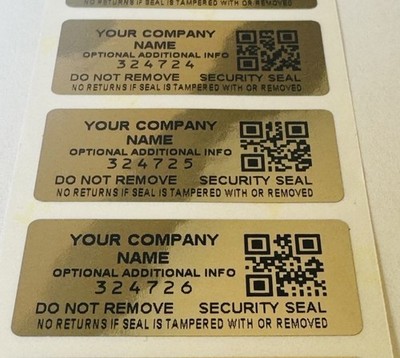 500 CUSTOM PRINTED 1.75  INCH QR CODE SERIAL NUMBER SECURITY VOID LABELS