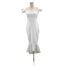 LULU'S SZ M White How I Care Ivory Off-the-Shoulder Midi Dress NEW B79