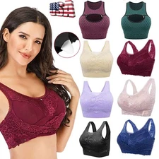 Sexy Women Yoga Sports Bra Padded Seamless Lace Racerback Stretch Crop Top Vest