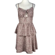 ROMWE TIE FRONT RUFFLE WAISTED SUNDRESS