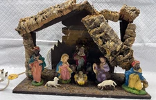 Nativity Set Figures Wood Stable Manger Made in Italy
