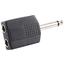 Black 6.35 1/4" Male to Dual Female Mono Y Cord PA Audio Cable Adapter M2J1