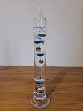 Vinfage Large Blue Glass Galileo Weather Thermometer 18 - 26 Approx 11"