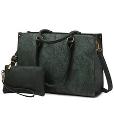 LOVEVOOK Laptop Tote Bag for Women, 15.6 Inch inch, Green Embossed